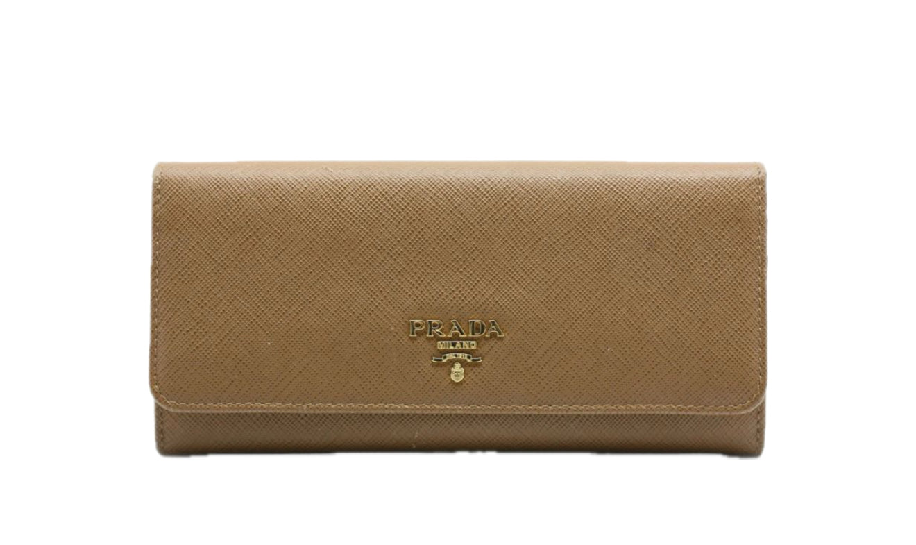 (PRE-OWNED) PRADA SAFFIANO LEATHER FLAP CONTINENTAL WALLET