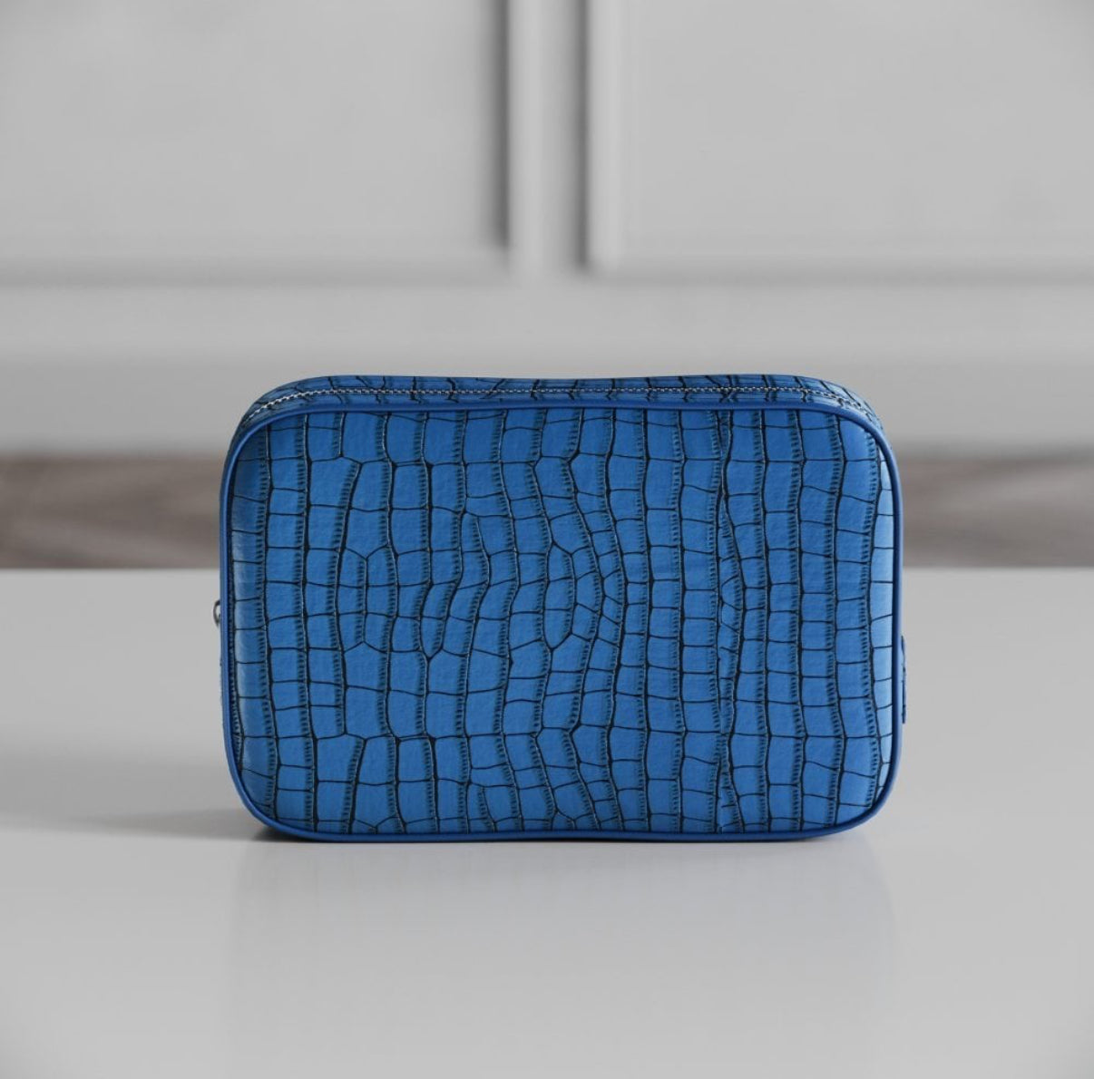 ETIER CONTI WASH BAG POUCH CROCODILE LEATHER - AZZURO