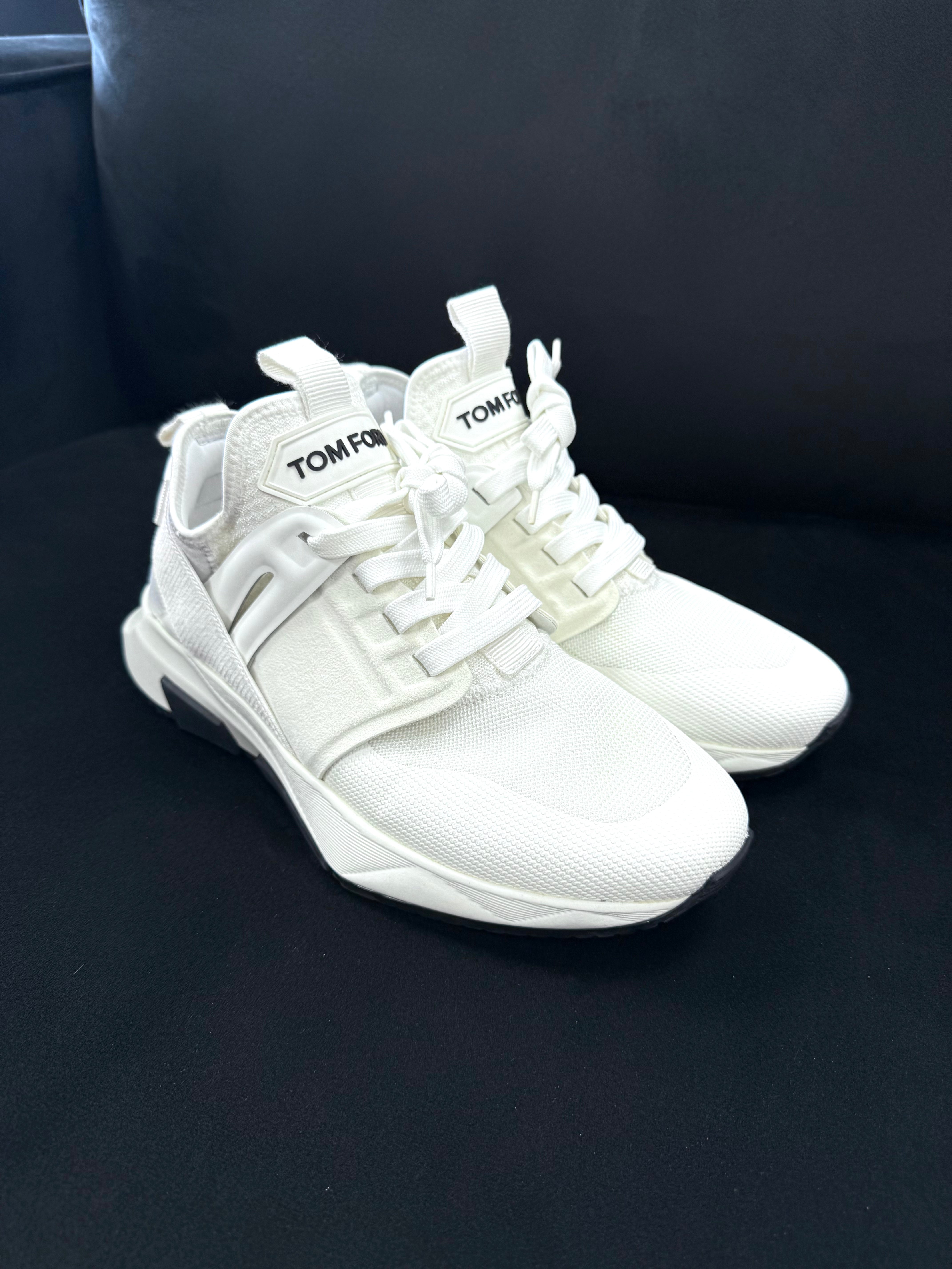 (PRE-OWNED) TOM FORD JAGO RUN TRAINERS - WHITE