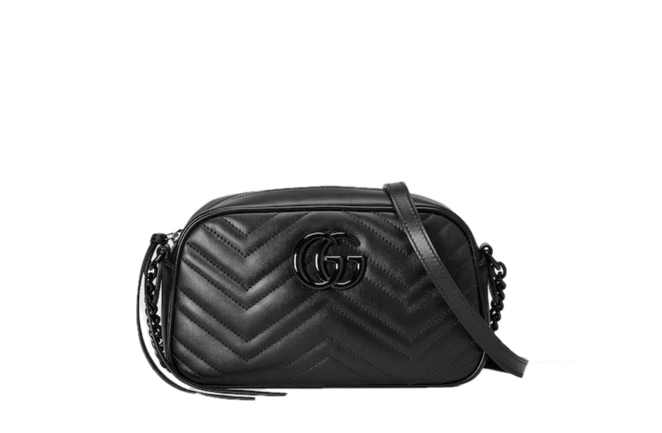 GUCCI GG MARMONT SMALL LEATHER BAG - BLACK