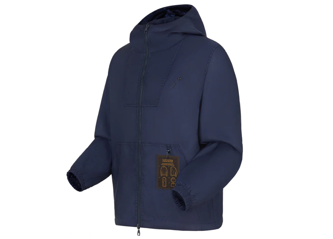 LV LOUIS VUITTON MONOGRAM REVERSIBLE WINDBREAKER - NAVY