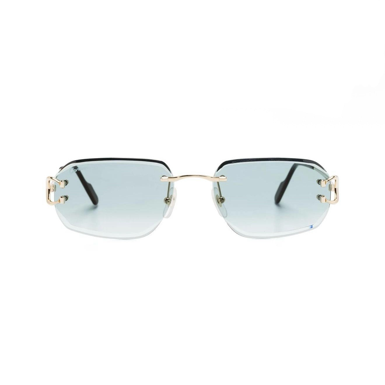 CARTIER RECTANGLE-FRAME RIMLESS SUNGLASSES