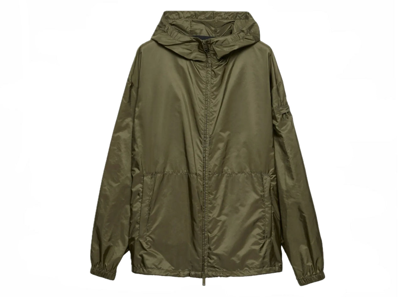 PRADA RE-NYLON PLAQUE LOGO WINDBREAKER - KHAKI