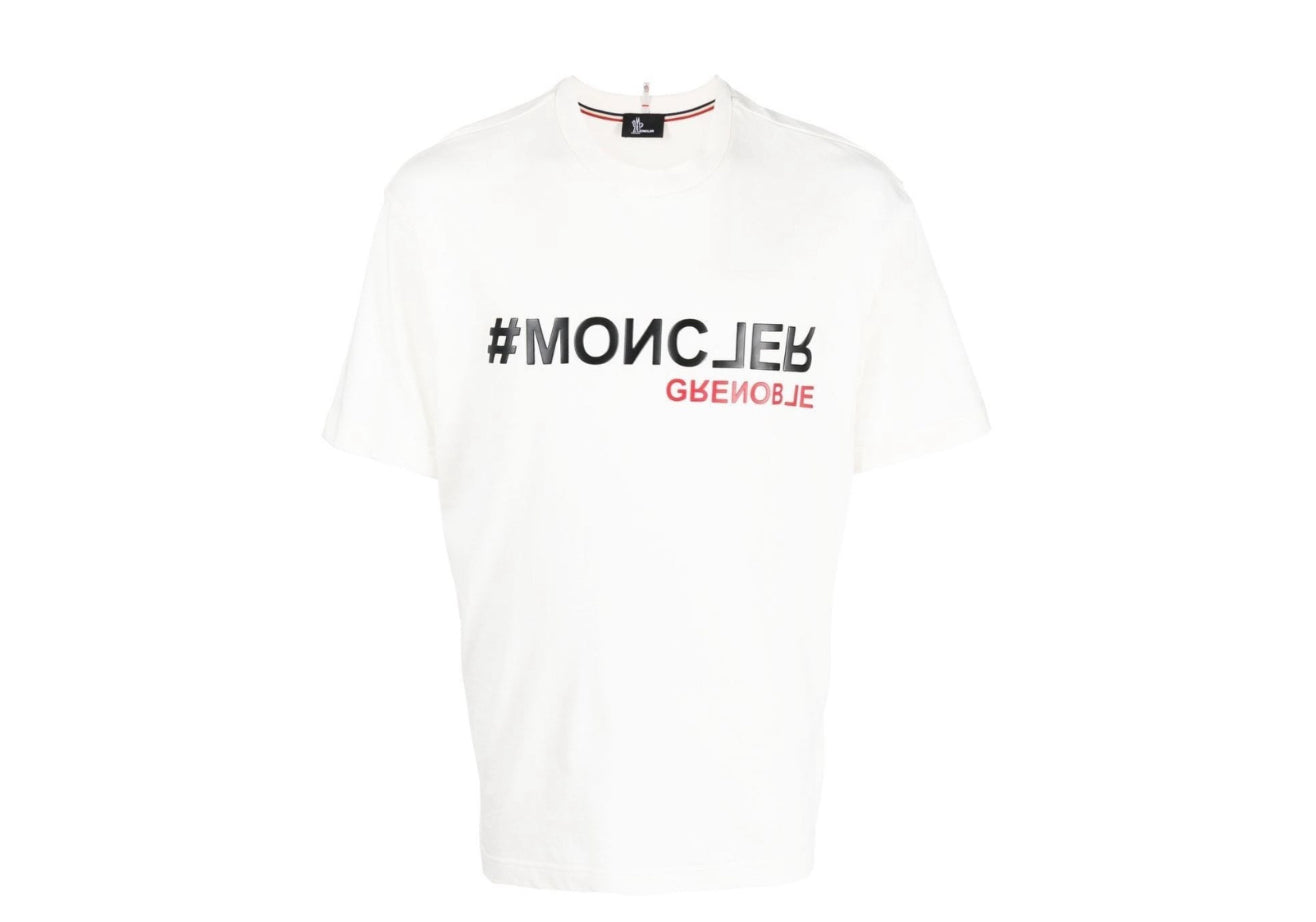 MONCLER GRENOBLE #MONCLER LOGO TEE - WHITE/RED