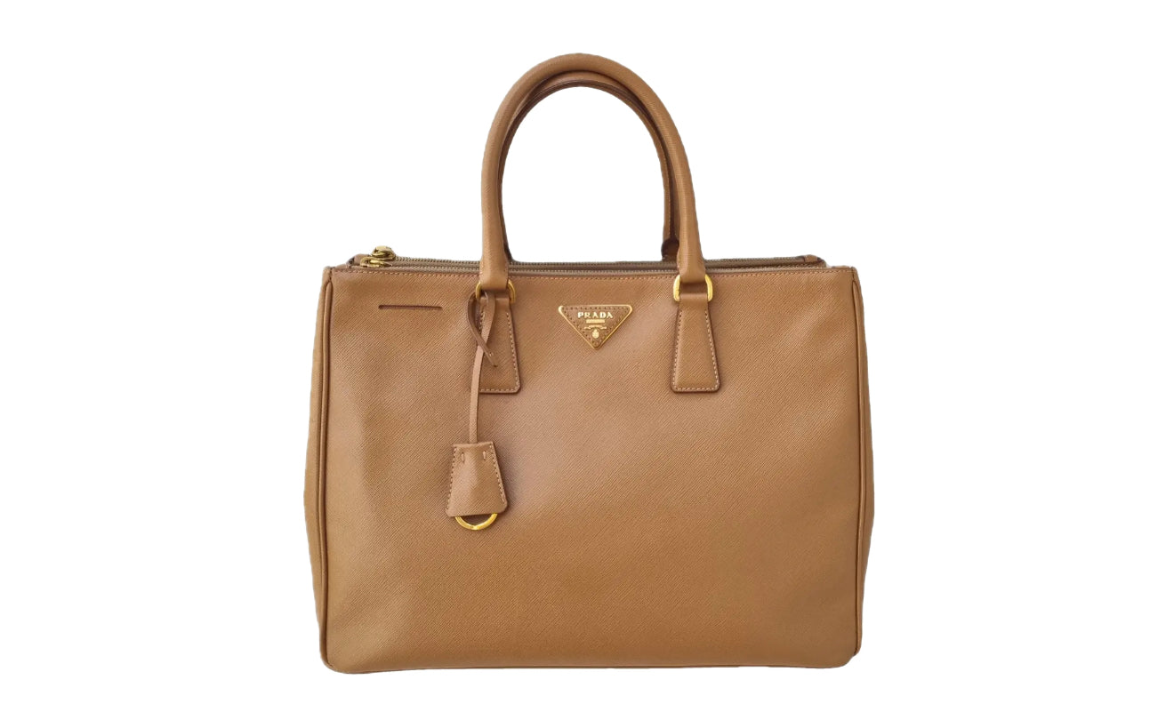(PRE-OWNED) PRADA SAFFIANO LEATHER HANDBAG - BROWN