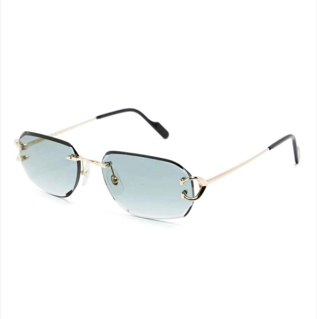CARTIER RECTANGLE-FRAME RIMLESS SUNGLASSES