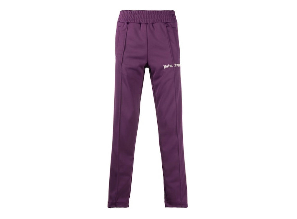 PALM ANGELS PURPLE LOGO PRINT TRACK PANTS