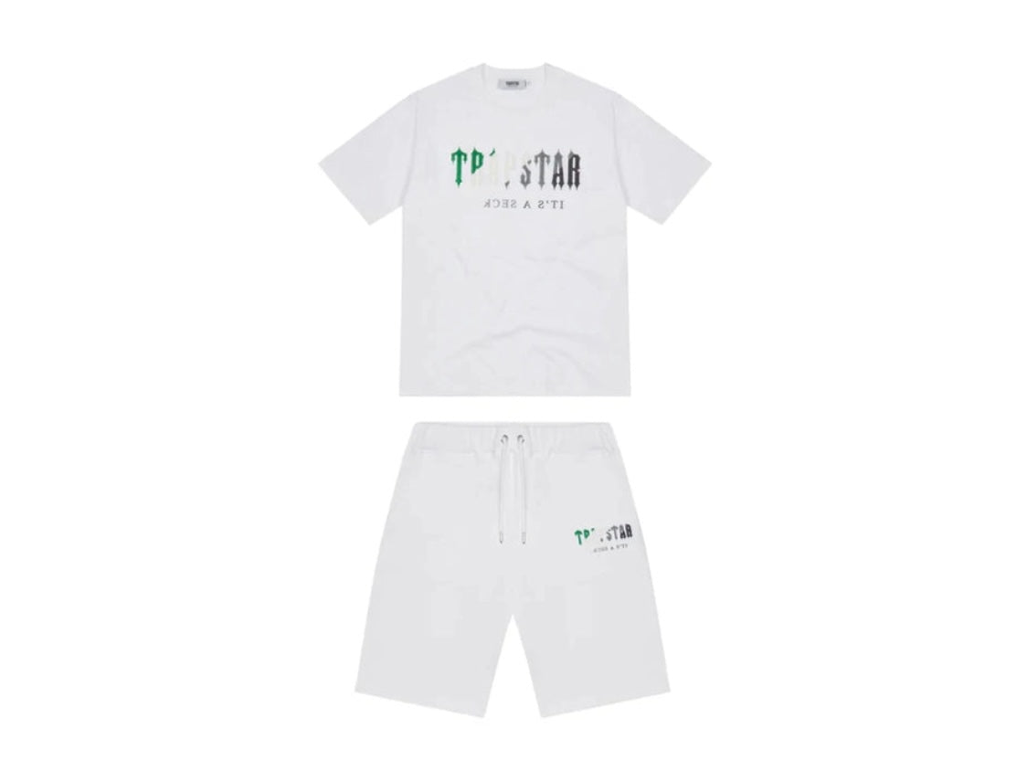 TRAPSTAR CHENILLE DECODED SHORT SET - WHITE / GREEN