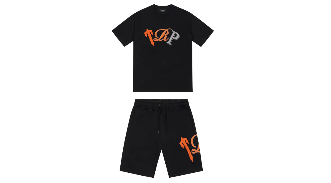 TRAPSTAR ‘TRP’ SHORT SET - BLACK / ORANGE