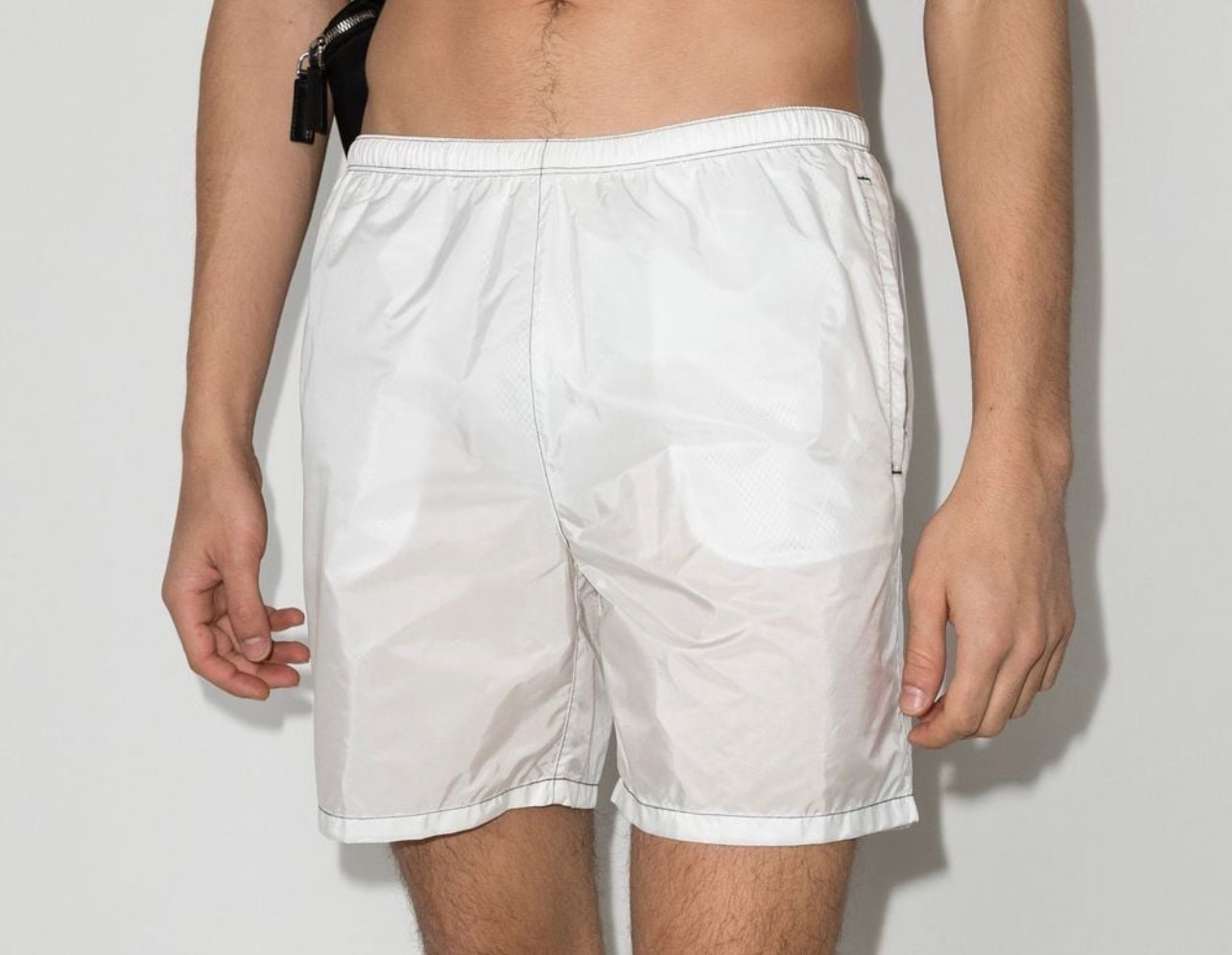 PRADA RE-NYLON SWIM SHORTS WHITE