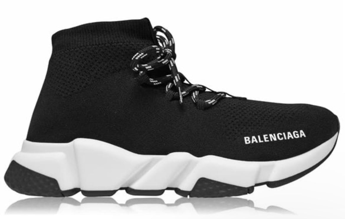 BALENCIAGA SPEED LACE TRAINER - BLACK / WHITE