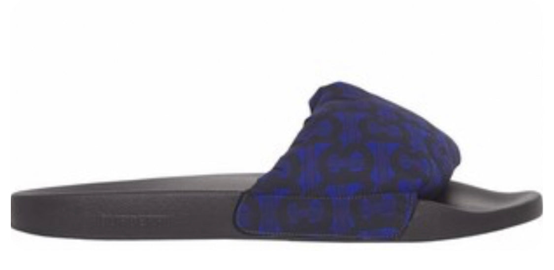 BURBERRY FURLEY MONOGRAM SLIDES - DEEP ROYAL BLUE